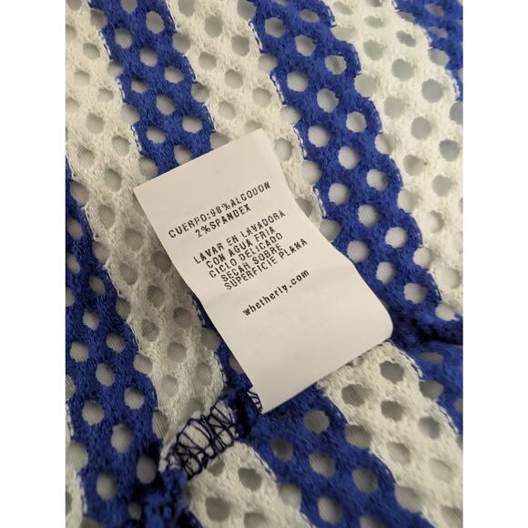 Whetherly women's blue white striped stretch open knit top size small - Picture 10 of 15